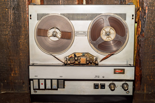 Old vintage reel tape recorder
