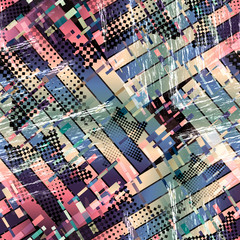 Materiał do szycia Seamless pattern glitch design. Cyberpunk background. Digital gradient print. Textile print for bed linen, jacket, package design, fabric and fashion concepts.