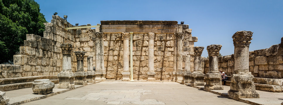 Archaeological site Capernaum, Sea of Galilee in Israel