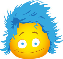 Funny emoji with shaggy hair