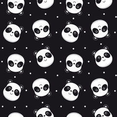 Vector illustration seamless pattern with panda face