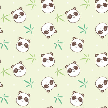 Vector illustration seamless pattern with panda face