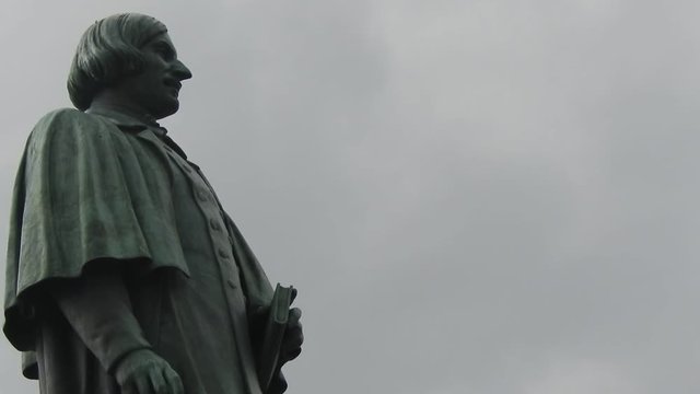 Writer Monument With Gray Clouds Timelapse