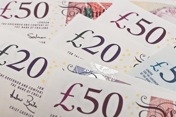 British pounds banknotes 