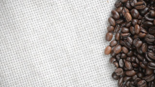 The coffee beans rotates on the turntable.