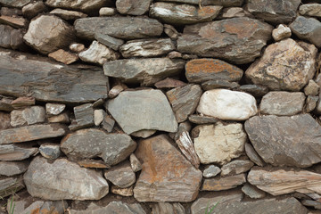 a wall built up with stones