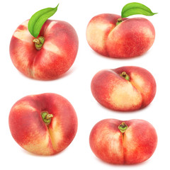 Set of flat nectarines isolated on white.