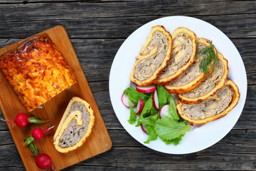 chicken mushrooms Meatloaf with fresh salad