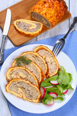 chicken mushrooms Meatloaf with fresh salad