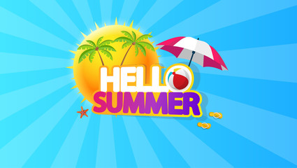 Fototapeta na wymiar Hello Summer Abstract Vector Design, with Summer Vector Elements.