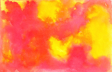 Bright pink watercolor background with yellow stains