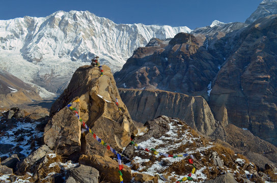 Stone grave of a climber in Annapurna Base Camp.