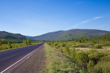 The road in the mountains Western Saiyan. South Of Siberia