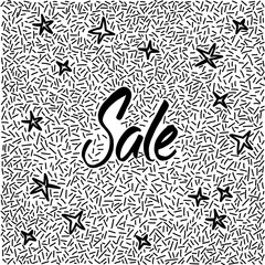 Line-art hand-drawn doodle with modern calligraphy word Sale!