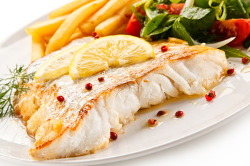     Fish dish - fried fish fillet and vegetables 
