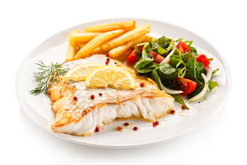     Fish dish - fried fish fillet and vegetables 