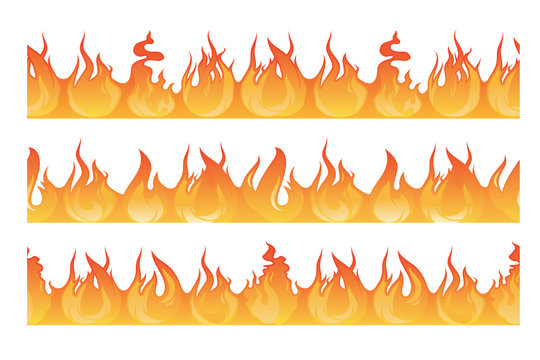 Horizontal seamless pattern of wildfire silhouette. Danger flames vector illustration