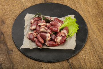 Raw chicken hearts