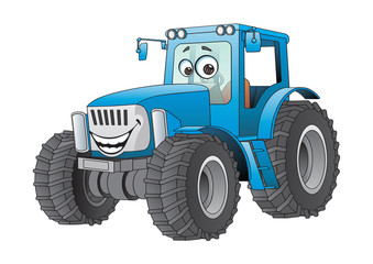 blue cartoon tractor