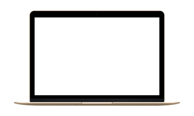 Laptop gold mockup - front view. Vector illustration