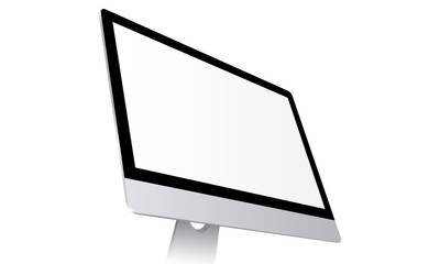 Monitor with blank screen isolated on white background - perspective view. Vector illustration