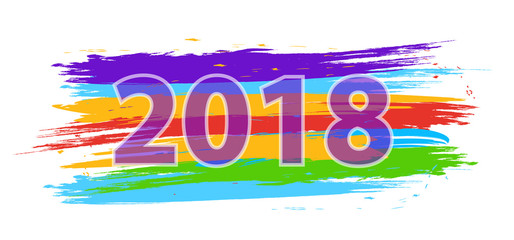 Fototapeta na wymiar Happy New Year 2018. Dynamic colorful design elements. Vector