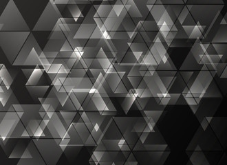 Black and white geometric background with triangles. Vector illustration