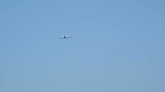Airplane flying in the clear sky