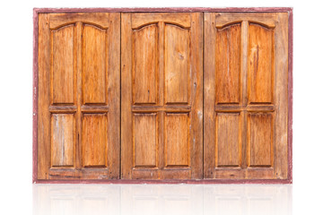 closed row wood window thailand asian style isolated on white.