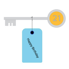 21 key to the door key with 21 written on it and a label saying happy birthday