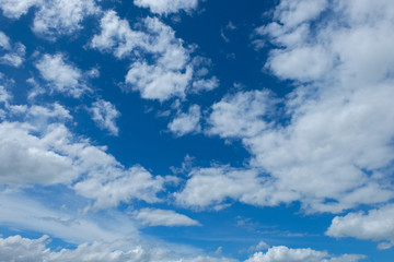 Blue sky with clouds closeup for background. Fluffy cloud in the blue sky.