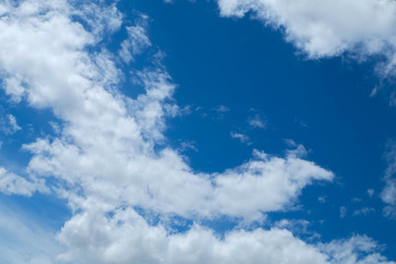 Blue sky with clouds closeup for background. Fluffy cloud in the blue sky.