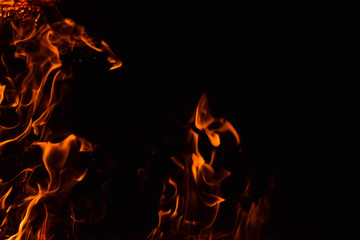 Burning of rice straw at night.