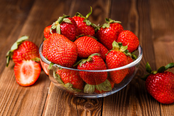 Bowl with fresh strawberries