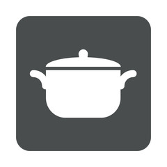 Icono plano olla con tapa en cuadrado gris