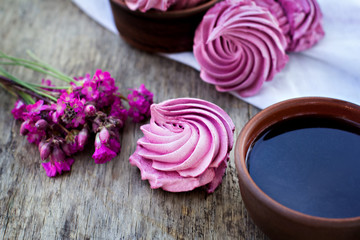 Homemade marshmallows. Pink marshmallows.