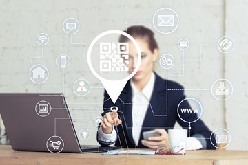 Business button qr code network online