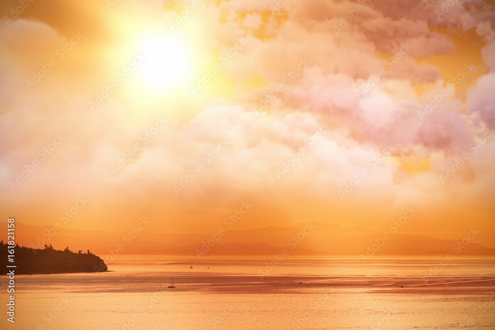 Wall mural composite image of high angle view of cloudscape