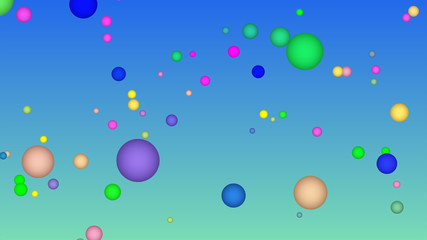 Many colorful balls on blue background