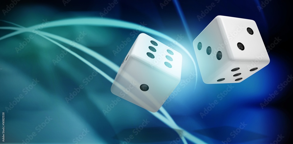 Poster composite image of computer generated 3d image of dice