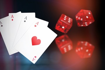 Composite 3d image of digital composite image playing cards