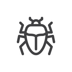 Bug line icon, outline vector sign, linear style pictogram isolated on white. Symbol, logo illustration. Thick line design. Pixel perfect graphics