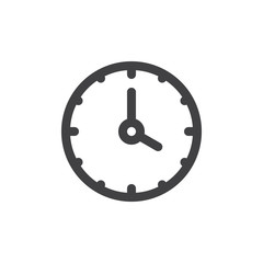 Clock line icon, outline vector sign, linear style pictogram isolated on white. Time symbol, logo illustration. Thick line design. Pixel perfect graphics