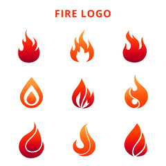Colorful flame of fire logo isolated on white background © MicroOne