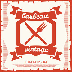 Barbecue party vintage poster design with emblem