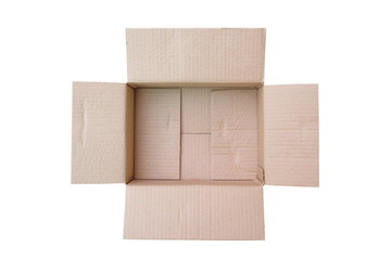 open cardboard box isolated on white background