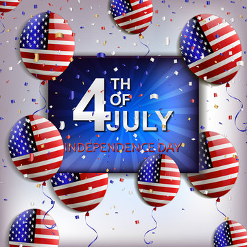 4th of July. American Independence Day. Celebration. Firework. Template for postcards, leaflets. Flag.