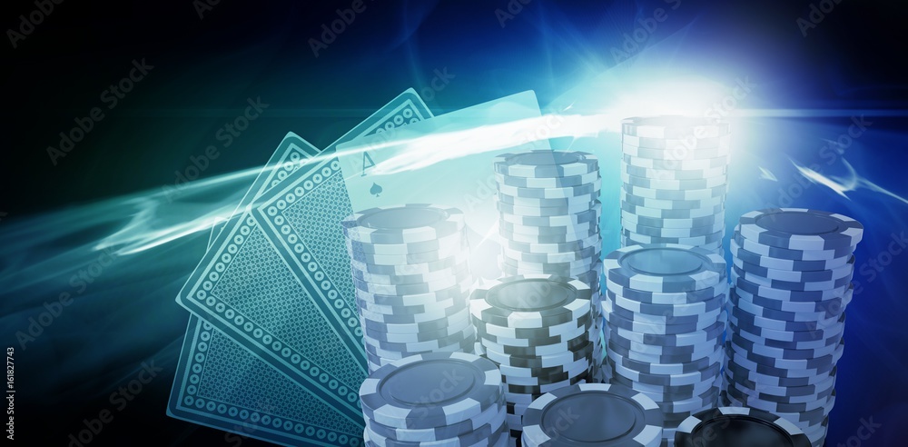 Poster composite image of computer generated 3d image of gambling chips