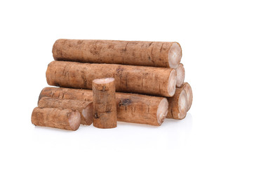 Burdock roots isolated white background.