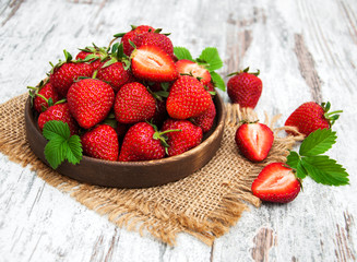 Bowl with fresh strawberries